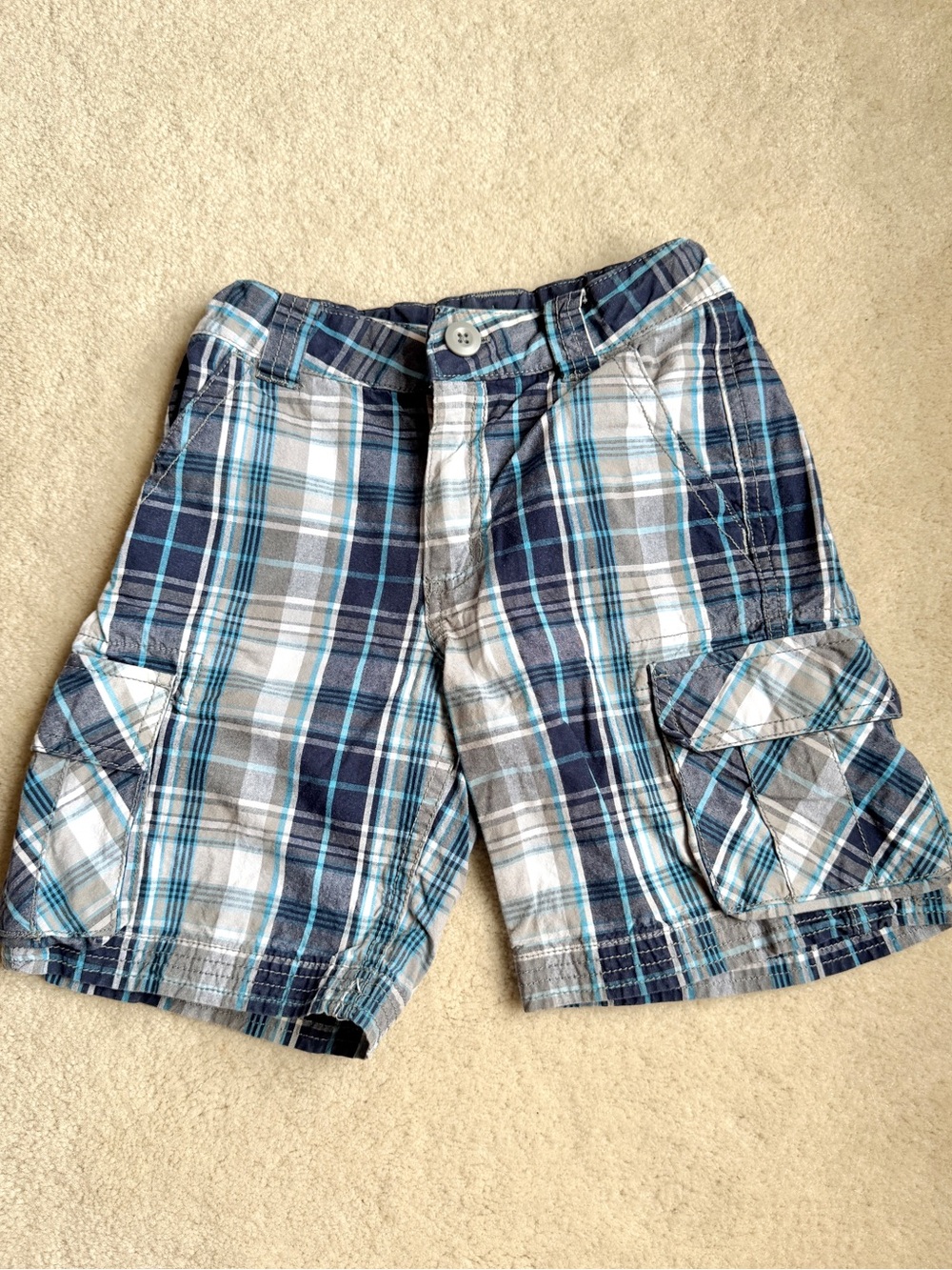 Hanna Andersson Boys Plaid Shorts Blue Gray White Size 110cm/US 5